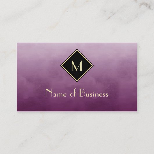 Carte De Visite Monogramme Or Aquarelle Violette (Devant)