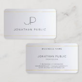 Carte De Visite Monogramme Or Argent Arrondi (Devant / Derrière)