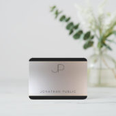 Carte De Visite Monogramme Or Argent Élégant Modèle moderne (Debout devant)