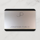 Carte De Visite Monogramme Or Argent Élégant Modèle moderne (Devant)