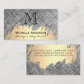 Carte De Visite Monogramme | Or brossé | Tissage (Devant / Derrière)