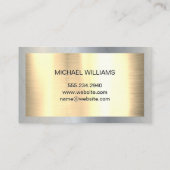 Carte De Visite Monogramme or Chrome bannière métallique (Dos)