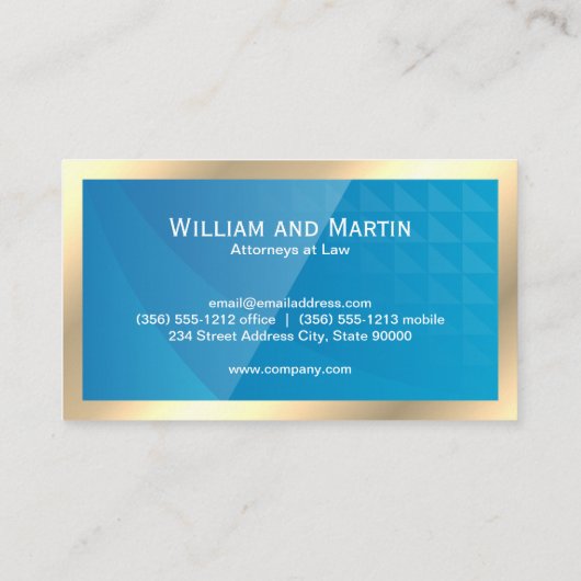 Carte De Visite Monogramme or | Code QR | Géométrique bleue (Dos)