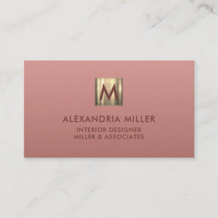 Carte De Visite Monogramme Or de luxe Rose rose