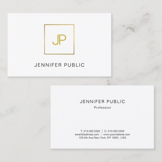 Carte De Visite Monogramme Or Design créatif Moderne Professionnel (Devant / Derrière)