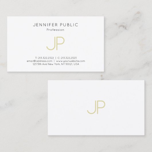 Carte De Visite Monogramme Or Design tendance Moderne élégant Plai (Devant / Derrière)