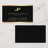 Carte De Visite Monogramme Or Elégant Moderne Glamour Plain Luxe (Devant / Derrière)