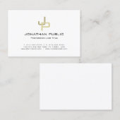 Carte De Visite Monogramme Or élégant Professionnel Moderne Propre (Devant / Derrière)