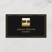 Carte De Visite Monogramme or Emblème Noir clair professionnel (Devant)