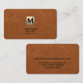 Carte De Visite Monogramme or en cuir simple (Devant / Derrière)