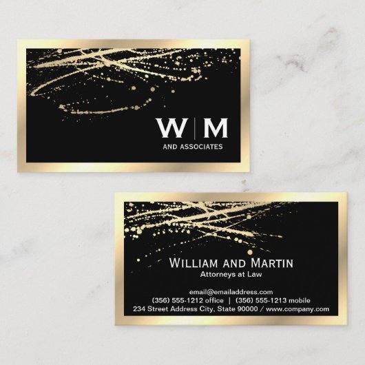 Carte De Visite Monogramme | Or exécutif avec bec or (Devant / Derrière)