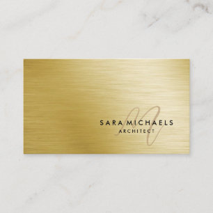 Carte De Visite Monogramme Or Faux Construction Architecte