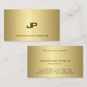Carte De Visite Monogramme Or Glamor Plaque Moderne Graceful Top (Devant / Derrière)