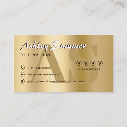 Carte De Visite Monogramme Or Luxe (Dos)