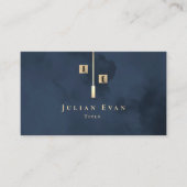 Carte De Visite Monogramme or Marine bleu (Devant)