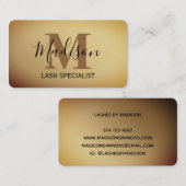 Carte De Visite Monogramme or métal brossé Élégant  (Devant / Derrière)