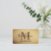 Carte De Visite Monogramme or métal brossé Élégant  (Debout devant)