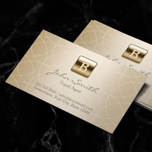Carte De Visite Monogramme or moderne agent de voyage