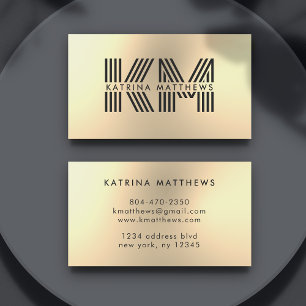 Carte De Visite Monogramme Or Moderne Metallo Professionnel