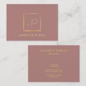 Carte De Visite Monogramme Or Moderne Modèle Luxe Premium Soie (Devant / Derrière)