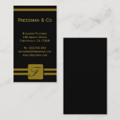 Carte De Visite Monogramme or noir et jaune professionnel (Devant / Derrière)