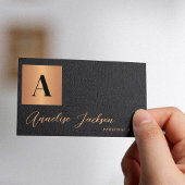 Carte De Visite Monogramme or noir luxe élégant