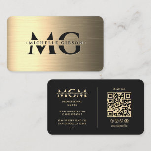 Carte De Visite Monogramme Or Noir Marketing Moderne Élégant
