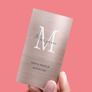 Carte De Visite Monogramme or rose Élégant Moderne