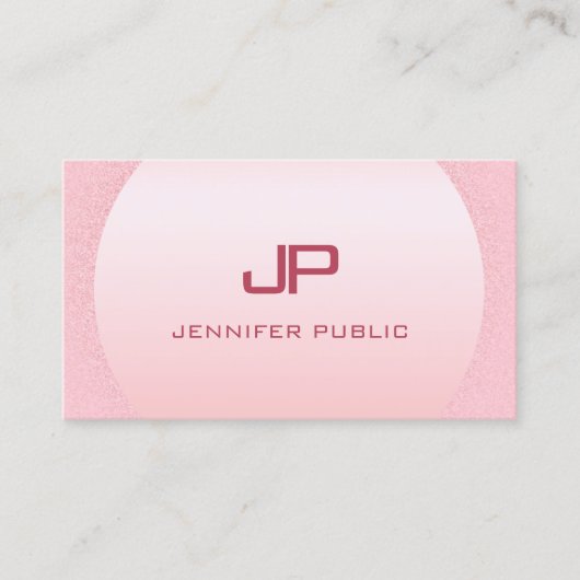 Carte De Visite Monogramme or rose rose moderne tendance (Devant)