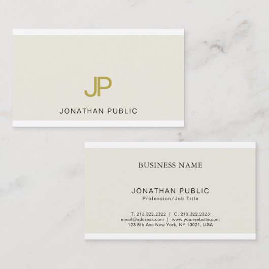 Carte De Visite Monogramme Or tendance Design Moderne Luxe (Devant / Derrière)