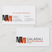 Carte De Visite Monogramme orange (Devant / Derrière)