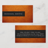 Carte De Visite Monogramme Orange Cuir Look (Devant / Derrière)