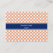 Carte De Visite Monogramme Orange et Royal Blue Quatrefoil (Dos)
