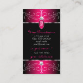 Carte De Visite Monogramme Ornements Ornés Noir Rose Chaud Luxe (Dos)