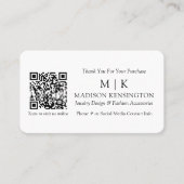 Carte De Visite Monogramme ou ajouter logo Business QR Code Insert (Devant)
