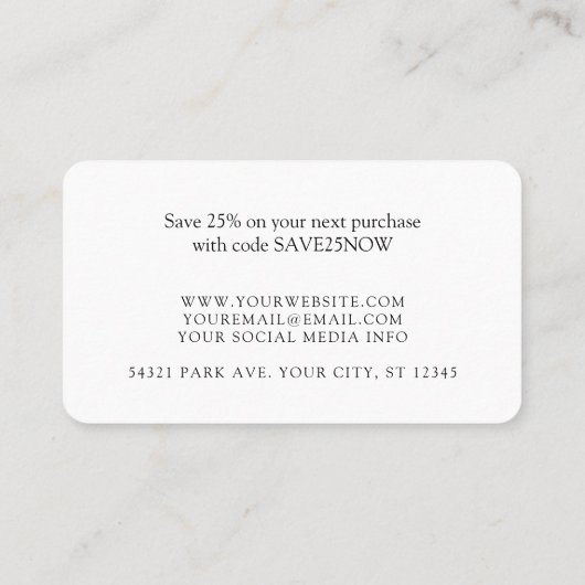 Carte De Visite Monogramme ou ajouter logo Business QR Code Insert (Dos)