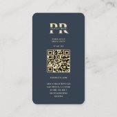 Carte De Visite Monogramme P Professionnel Bleu foncé Or (Dos)