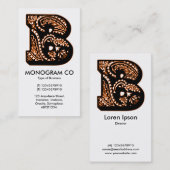 Carte De Visite Monogramme Paisley - B (Devant / Derrière)