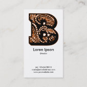 Carte De Visite Monogramme Paisley - B (Dos)