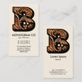 Carte De Visite Monogramme Paisley - B (Devant / Derrière)