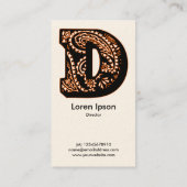 Carte De Visite Monogramme Paisley - D (Dos)