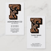 Carte De Visite Monogramme Paisley - F (Devant / Derrière)