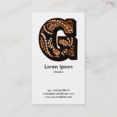 Carte De Visite Monogramme Paisley - G (Dos)