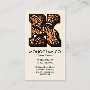 Carte De Visite Monogramme Paisley - K