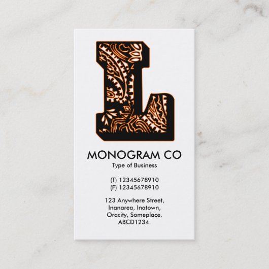 Carte De Visite Monogramme Paisley - L (Devant)