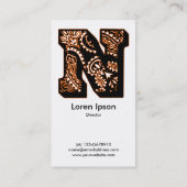 Carte De Visite Monogramme Paisley - N (Dos)