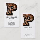 Carte De Visite Monogramme Paisley - P (Devant / Derrière)