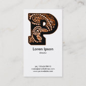 Carte De Visite Monogramme Paisley - P (Dos)