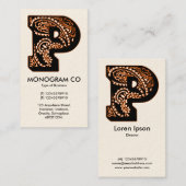 Carte De Visite Monogramme Paisley - P (Devant / Derrière)
