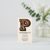 Carte De Visite Monogramme Paisley - P (Debout devant)